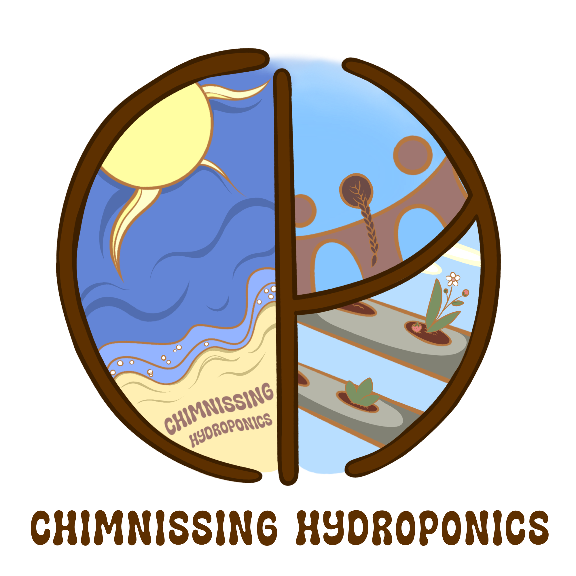 monogram style logo for Chmnissing Hydroponics
